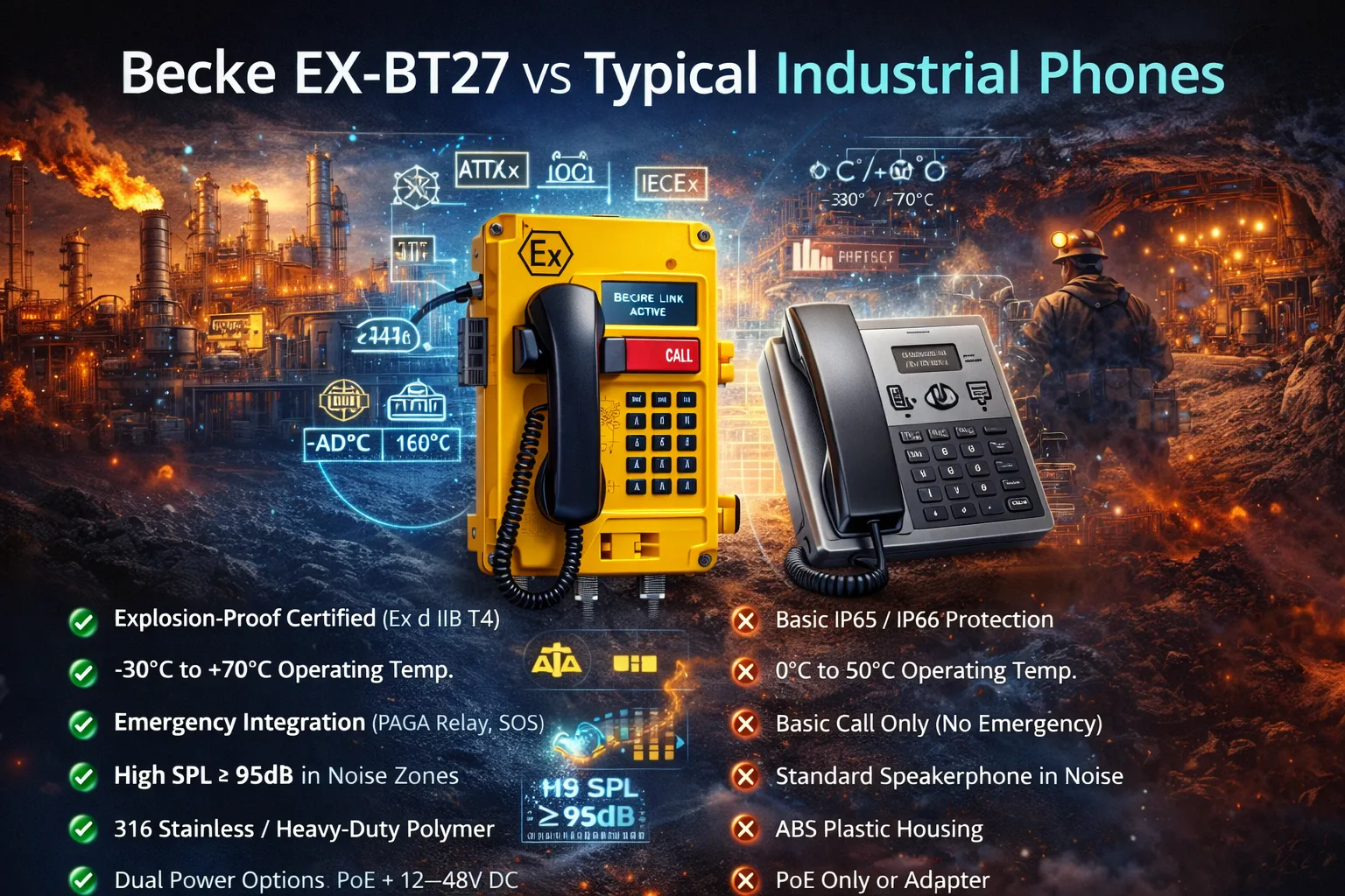 贝克EX-BT27 工业电话与其他工业电话相比有哪些差异？